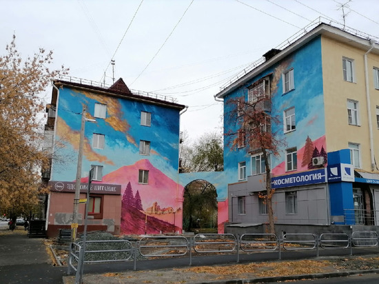 Арт-объект Мурал украсил фасады двух домов в Кургане