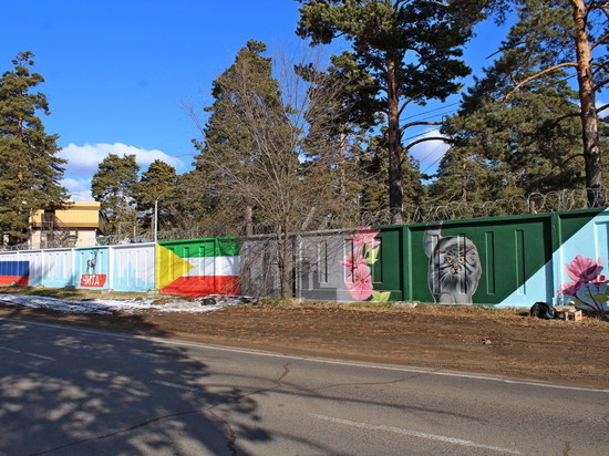 Граффити с символами Забайкалья нарисовали на 250-метровом заборе в Чите