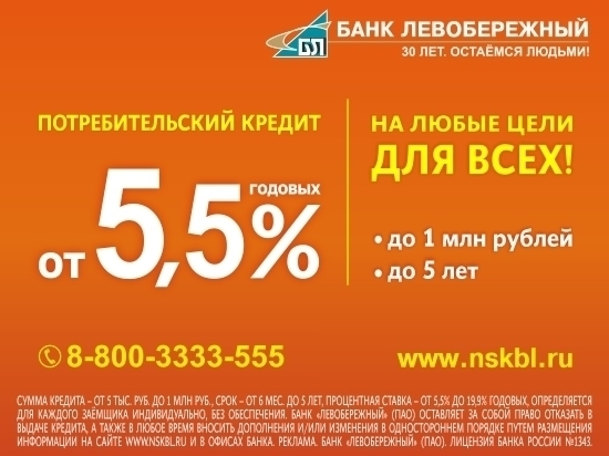 Сибиряки могут получить кредиты на любые цели по ставке от 5,5% годовых