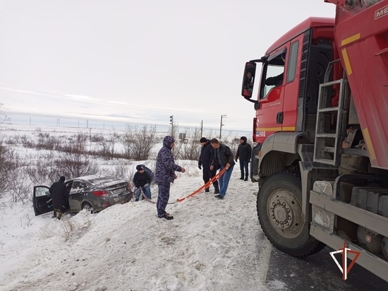 Съехал в кювет и застрял: росгвардейцы помогли женщине вытащить авто из снежного плена в ЯНАО