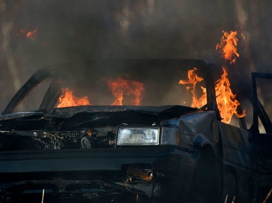 Водитель Lada врезался в столб и сгорел в авто в Тосненском районе