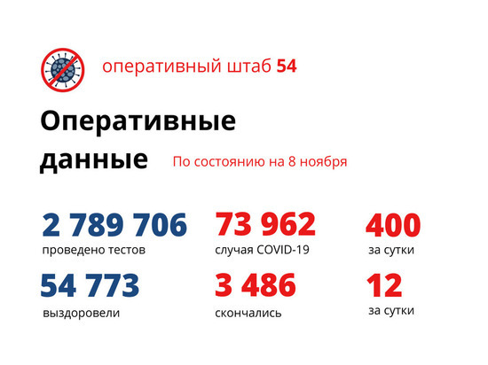 Печальный антирекорд: в Новосибирске 8 ноября 400 новых случаев COVID-19
