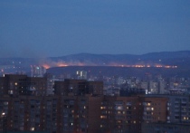 В Красноярске на Лысой горе произошел крупный пожар. По информации регионального МЧС, горит 8 гектаров сухой травы.