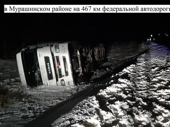  В Кировской области на трассе опрокинулся грузовик с 60-летним мужчиной