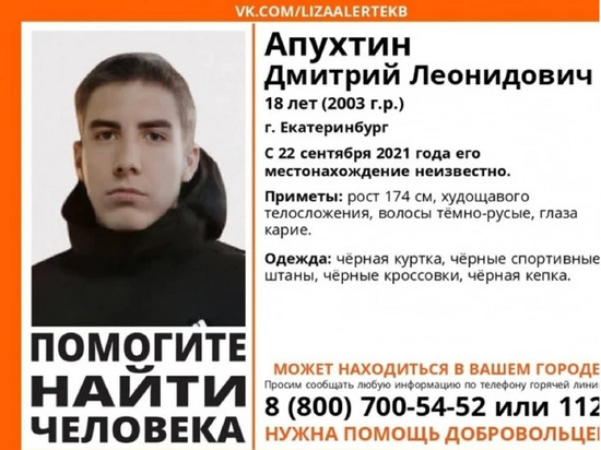 18-летний челябинец приехал на заработки и пропал в Екатеринбурге