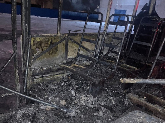 В Омске ночью в муниципальном гараже сгорели три микроавтобуса «Луидор»