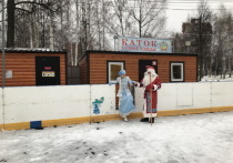 Готовность катка в йошкар-олинском парке Победы проверили Дед Мороз и Снегурочка.