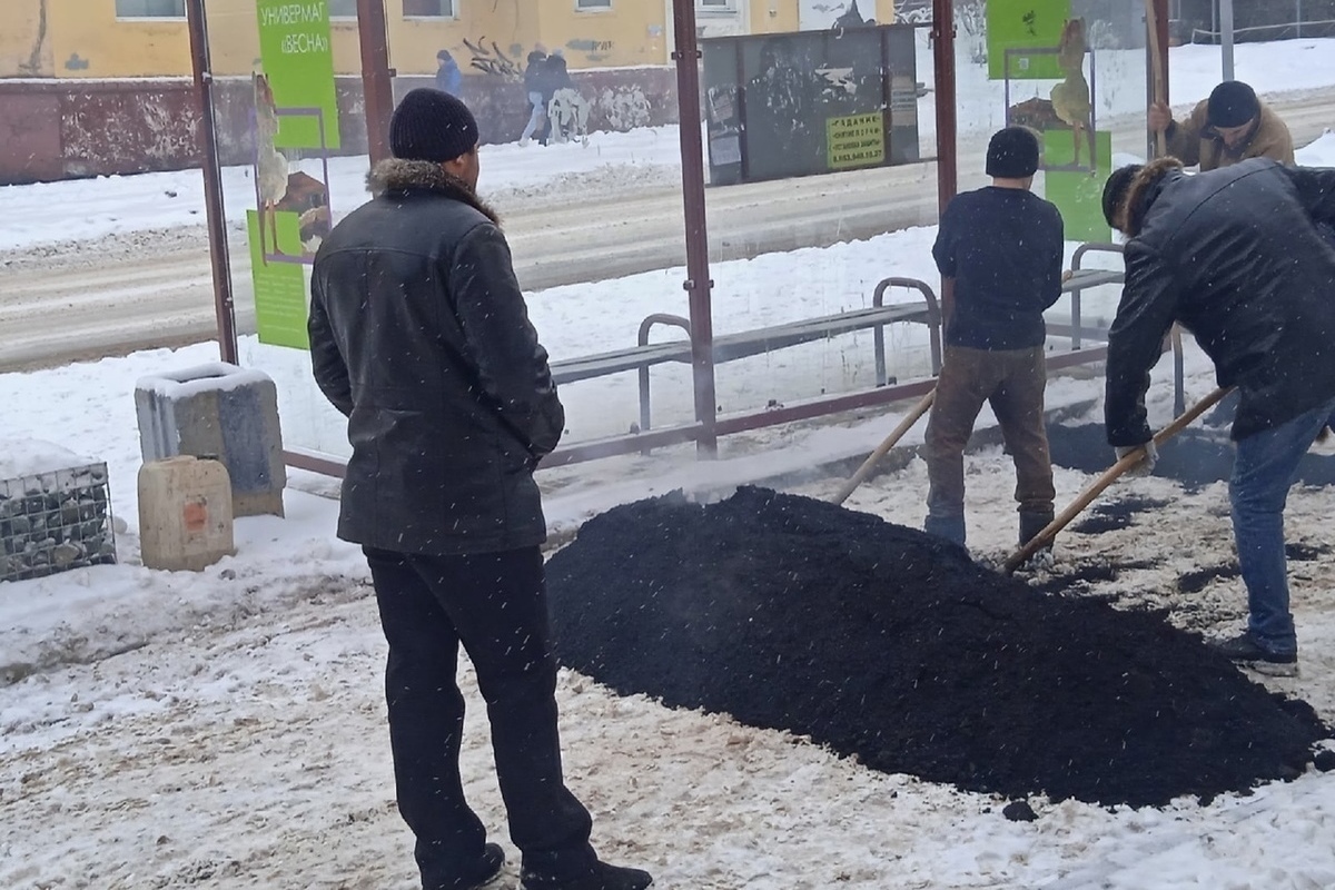 Укладка асфальта в снег