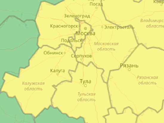 В Калужской области объявлен желтый уровень погодной опасности