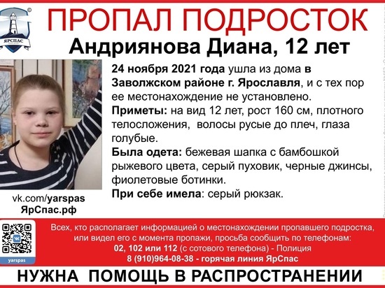 В Ярославле ищут 12-летнюю девочку