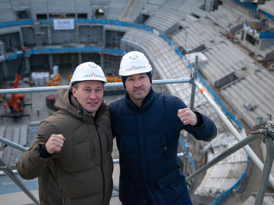 Олимпийцы Саитов и Гайдарбеков посетили стройку «СКА Арены»