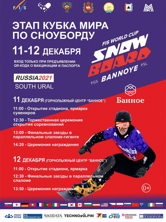 140 спортсменов из 22 стран мира выступят на Кубке мира по сноуборду на «Банном»