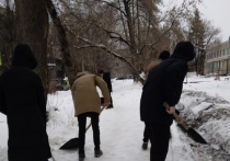 В Барнауле студентов вывели для уборки от снега и наледи улиц города