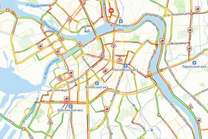 Карта спб с улицами пробки