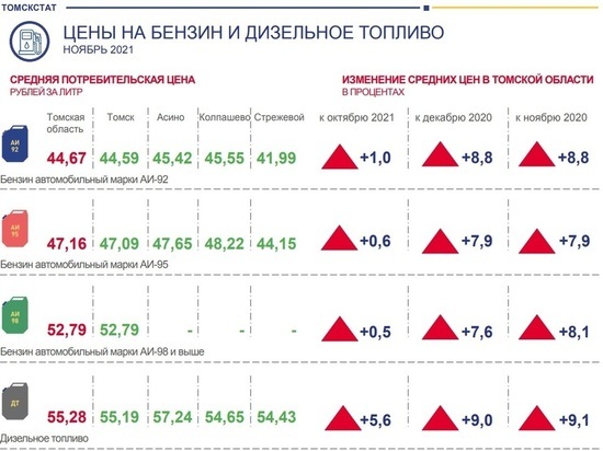 Дизельное топливо подорожало в Томске за месяц более чем на 5%