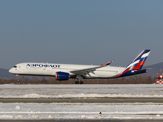 Новейший самолет Airbus A350 впервые приземлился в аэропорту Владивостока