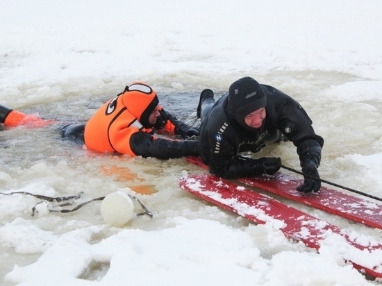 Костромские спасатели тренировались в спасении человека, провалившегося под лед