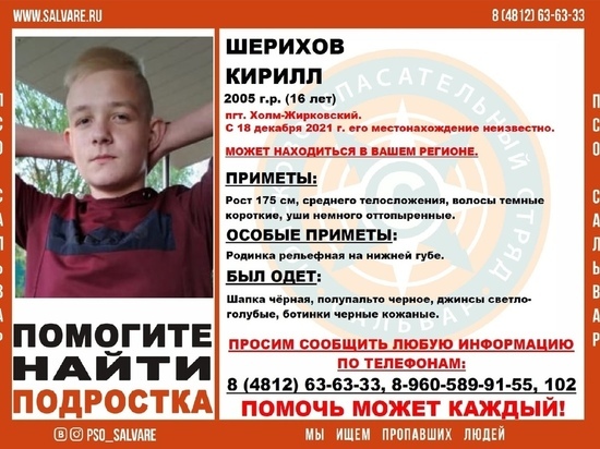 В Смоленской области пропал 16-летний подросток