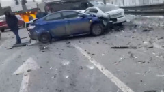 В Москве 10 машин столкнулись на ТТК: кадры с места