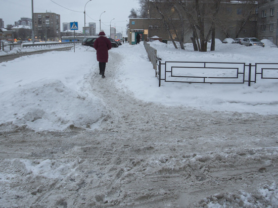 В Новосибирске жители дома на улице Грибоедова сами расчистили двор от снежных завалов