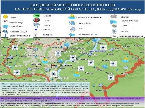 МЧС опубликовало карту сильных ветров в Саратовской области