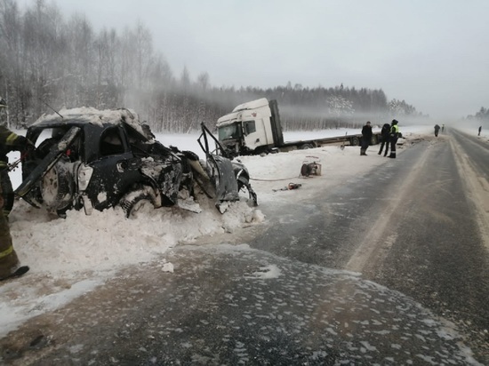 Автокатастрофа произошла 27 декабря в девятом часу утра на 746 километре трассы М8 в районе п. Судрома Вельского района Архангельской области – легковушка «Vortex» столкнулась с грузовиком «Scania»
