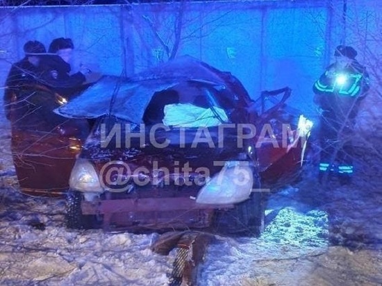 Пассажир Тoyota погиб после столкновения с деревом в новогоднюю ночь в Чите