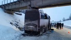 Появились кадры места аварии с участием астраханского автобуса в Рязанской области 