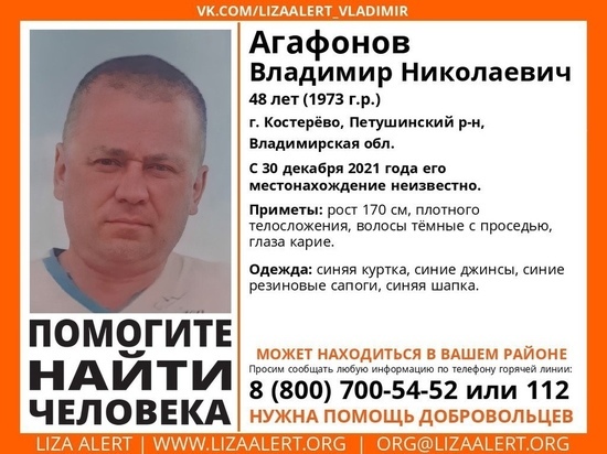 Во Владимирской области ищут пропавшего мужчину