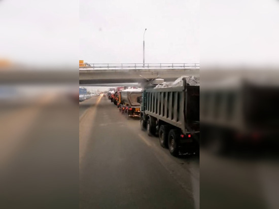 Более 40 грузовиков в очереди: перевозчик снега объяснил причину зимнего коллапса в Петербурге