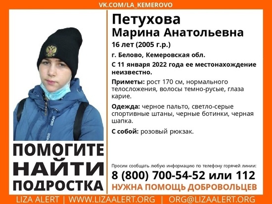  В Кузбассе пропала девочка подросток