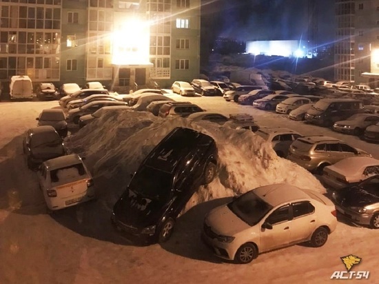 Водитель-трюкач припарковался вертикально на сугробе в Новосибирске