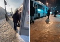 Возмущенная пассажирка выложила видео с гололедом возле станции метро «Золотая Нива»