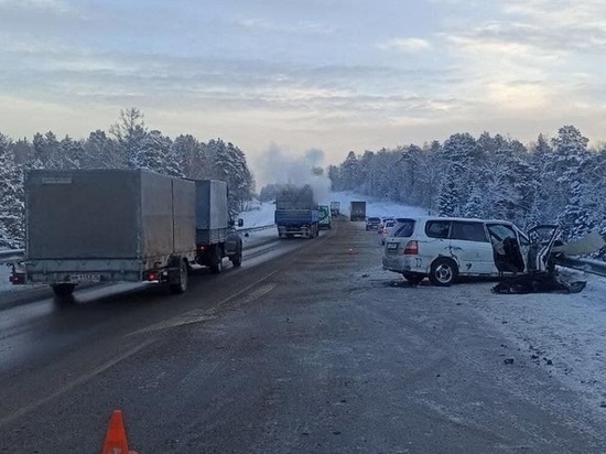 В Красноярском крае водитель Honda погибла после столкновения с грузовиками