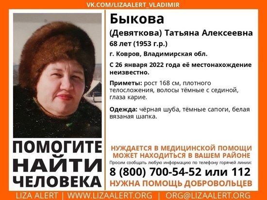 В Коврове разыскивают пропавшую женщину