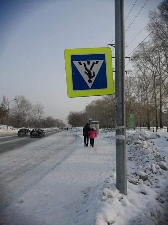 В Первомайском районе Новосибирска повесили дорожные знаки вверх ногами