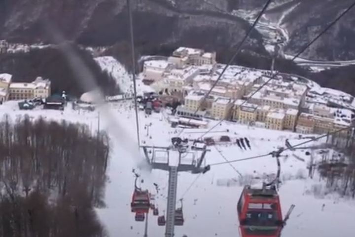 Фуникулер красная Поляна в метели