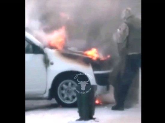 Пожарные потушили горевшую Toyota Probox возле ТЦ «Ся Ян» в Чите
