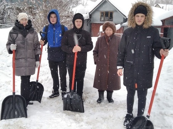 В Пензе волонтеры помогли убрать снег во дворах пенсионеров