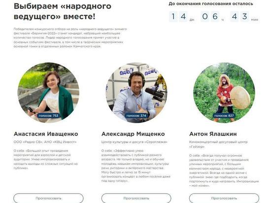Камчатцы активно голосуют за народного ведущего «Берингии-2022»
