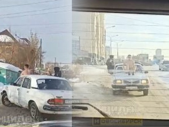 Голый парень проехал на капоте "Волги" по Новосибирску в мороз -10