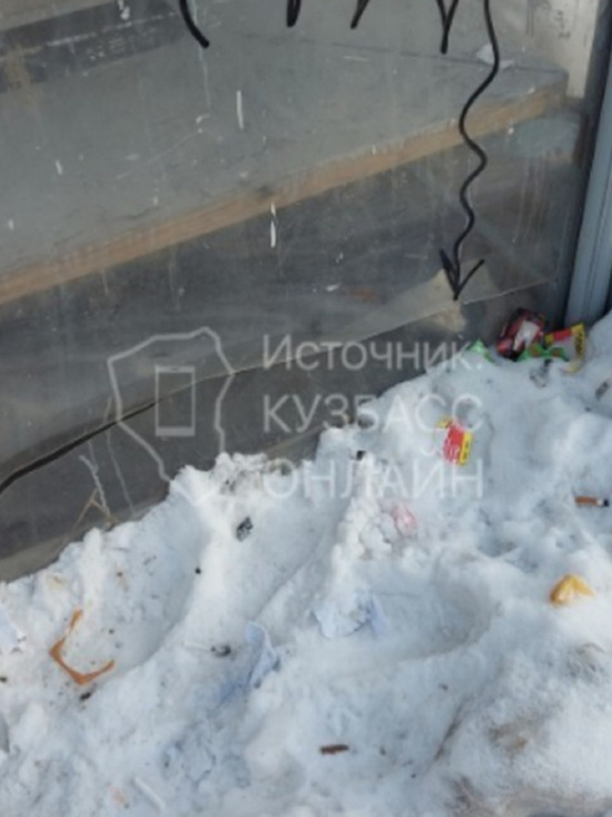 Отсутствие урны превратило остановку в центре Кемерова в свалку