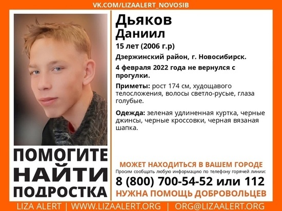 Высокий и худой подросток пропал в Новосибирске