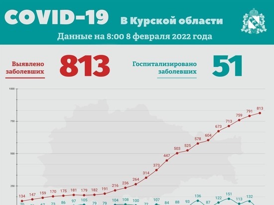 В Курской области коронавирус выявили у 813 человек за сутки