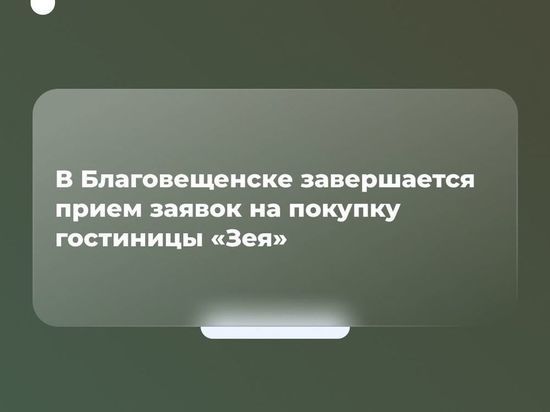 В Благовещенске заканчивается прием заявок на покупку гостиницы «Зея»