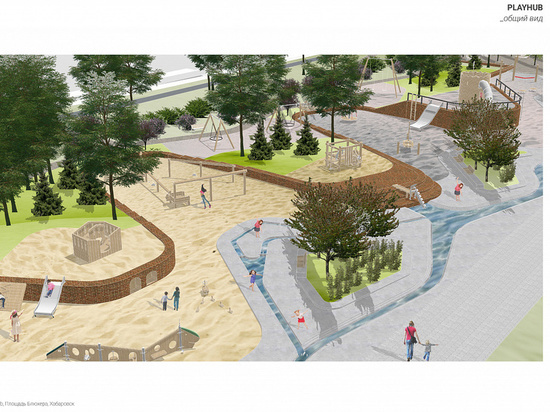 Обновленную площадь Блюхера в Хабаровске сдадут ко Дню города