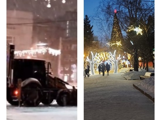 Владельца тонированного трактора оштрафуют за уборку снега в центре Новосибирска