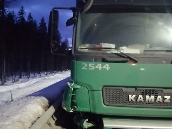 КамАЗ в Окуловском районе снес стоящий на обочине Mercedes
