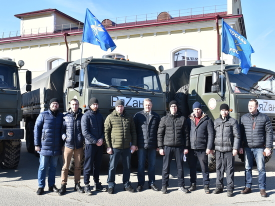 Любимов отправил 10 машин с гуманитарным грузом в ЛНР и ДНР от Рязанской области