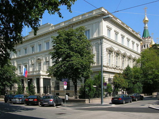 На посольство РФ в Вене напали с краской